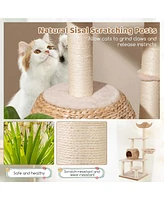 59" Cattail Cat Tower with Sisal Scratching Posts Perch Condo Soft Hammock Indoor