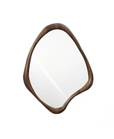 LuxenHome Brown Wood Frame Decorative Wall Mirror