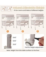 Costway Portable Baby Changing Table with Wheels Adjustable Height Large Storage Rack