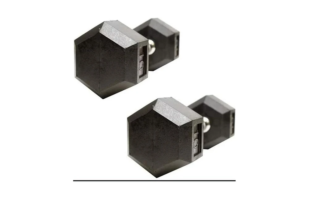 Amber Sports Barbell Rubber encased Hex Dumbbell Weights with Metal Handles for Strength Training, Full Body Workout. Sold as a Pairs