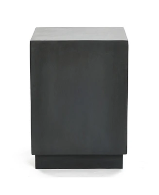 LuxenHome Outdoor Side Table, 18'' Minimalist Gray Square Cement End Tables, Small Accent Table for Indoor, Outdoor, Porch, Poolside, Backyard, Modern