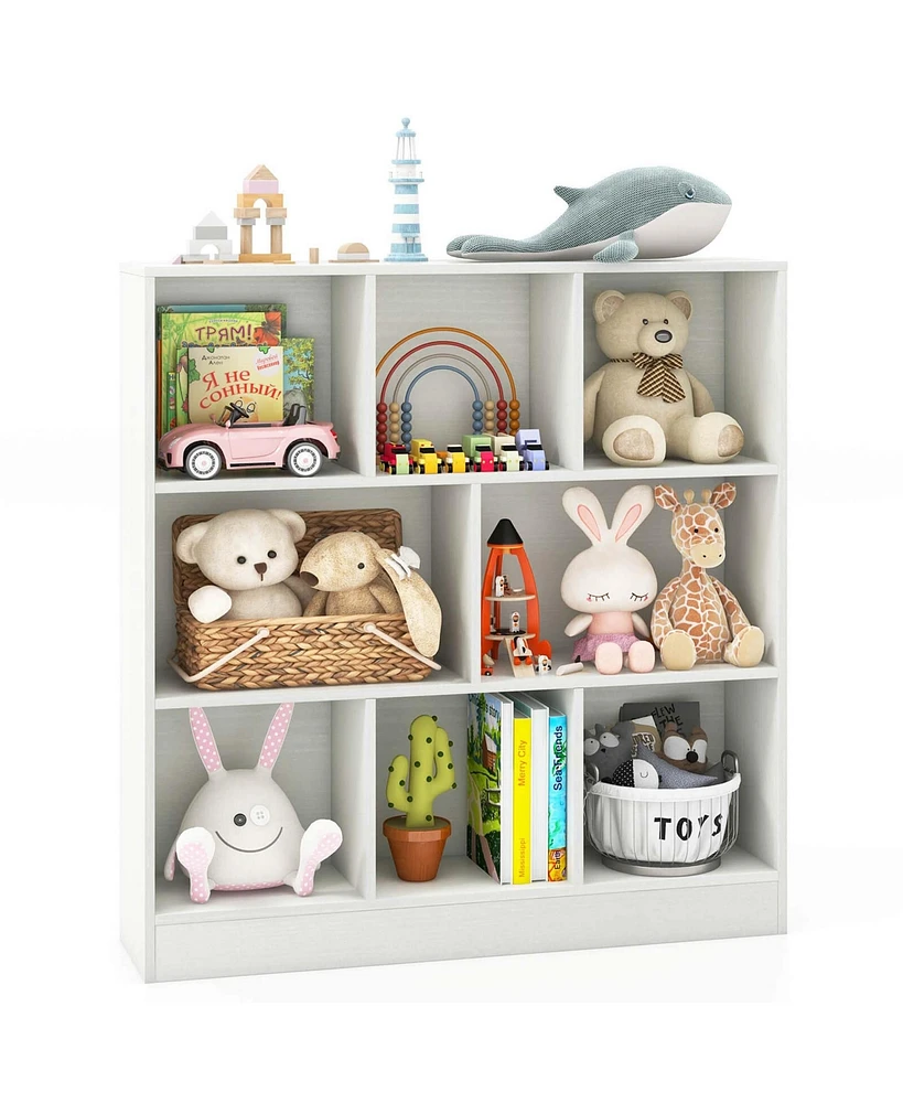 8-Cube Bookcase 41" Wooden Toy Storage Organizer for Kids Bookshelf