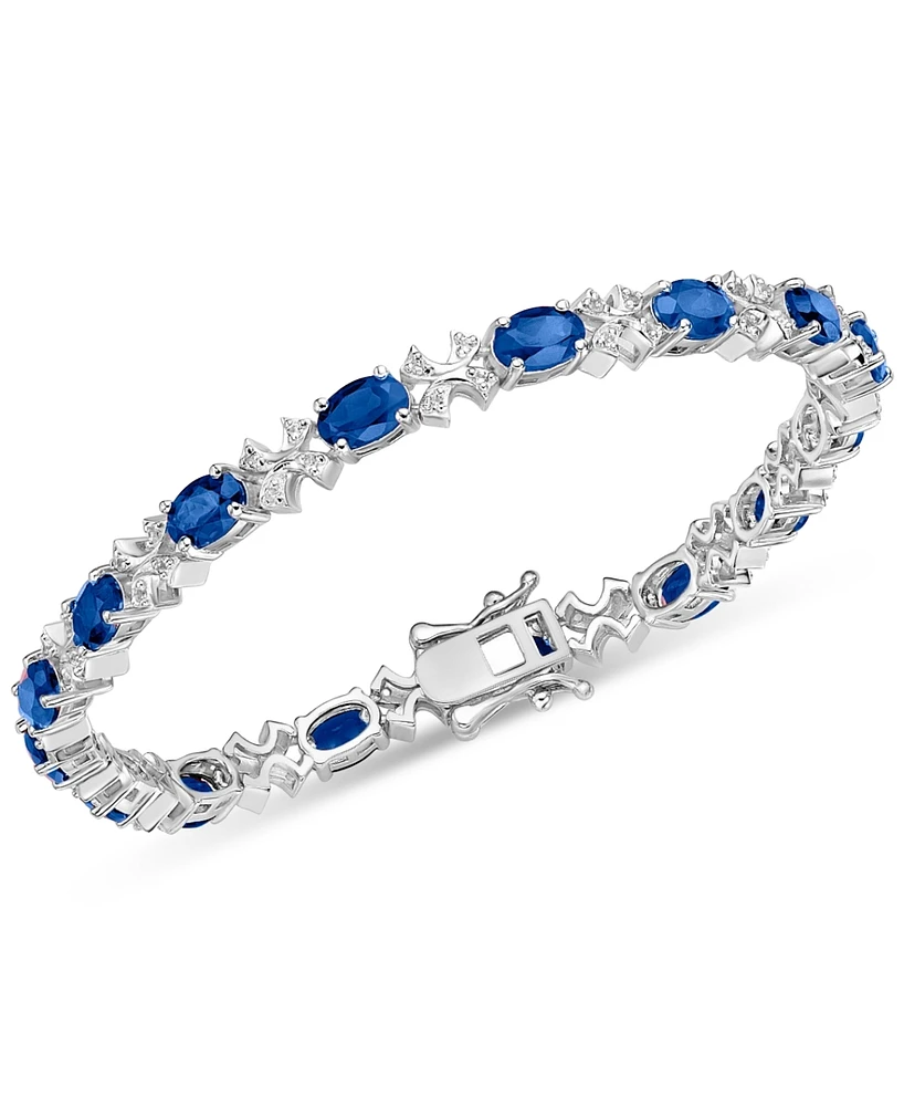 Emerald (8 ct. t.w.) & White Topaz (1/3 ct. t.w.) Oval Link Bracelet in Sterling Silver (Also in Sapphire & Tanzanite)