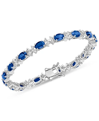 Emerald (8 ct. t.w.) & White Topaz (1/3 ct. t.w.) Oval Link Bracelet in Sterling Silver (Also in Sapphire & Tanzanite)