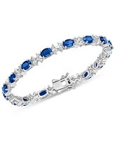 Emerald (8 ct. t.w.) & White Topaz (1/3 ct. t.w.) Oval Link Bracelet in Sterling Silver (Also in Sapphire & Tanzanite)