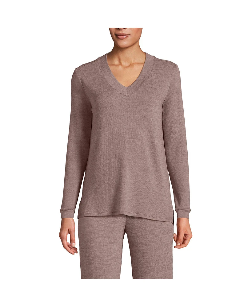 Lands' End Women's Cashtouch Faux Cashmere Cozy Long Sleeve Pajama Top