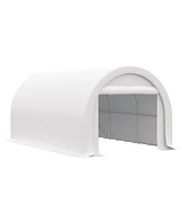 10' x 16' Carport, Heavy Duty Portable Garage Storage Tent with Large Zippered Door, Anti-uv Pe Canopy Cover for Car, Truck, Boat, Motorcycle, Bike, G