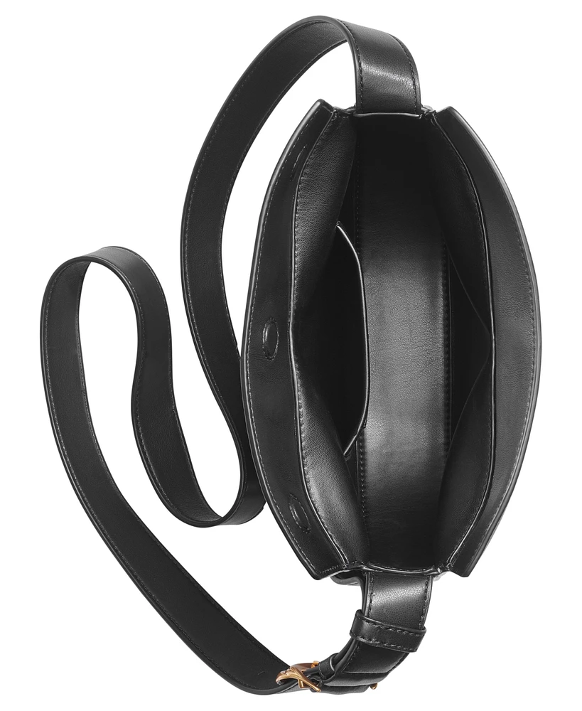 Donna Karan New York Valley Stream Leather Buckle Crossbody with Adjustable Strap