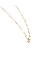 Non-Tarnishing Gold Filled Paperclip Chain With Gold Cross Charm Necklace