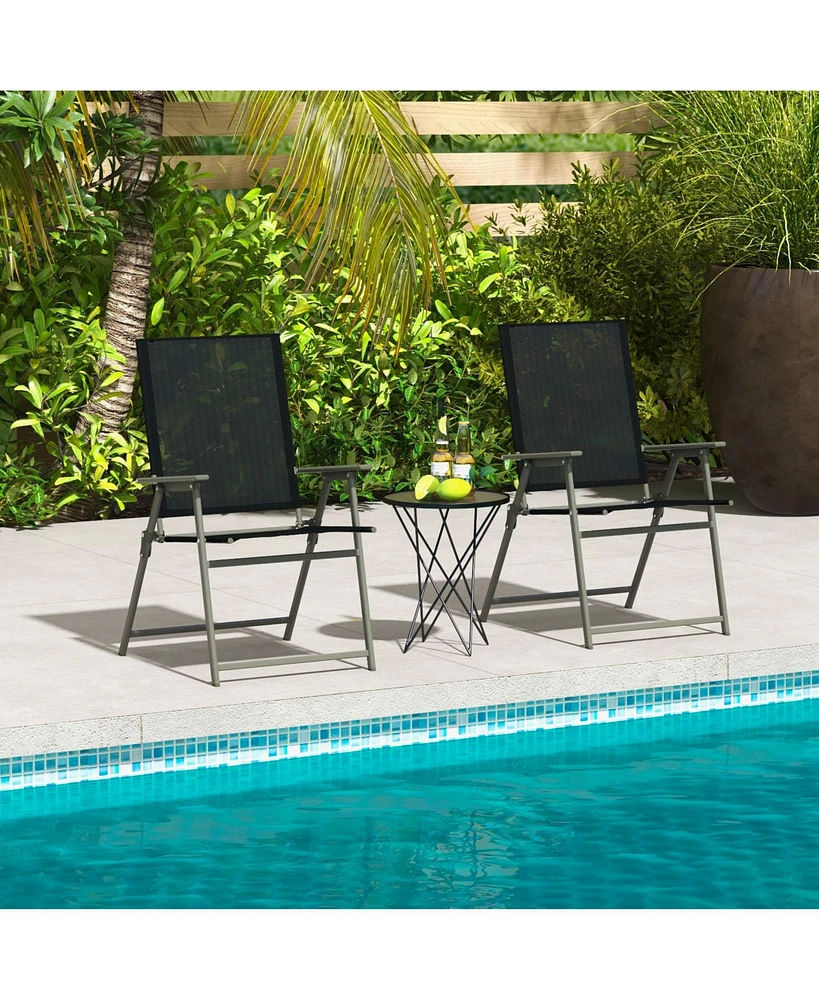 Sugift 2 Pieces Patio Folding Chairs with Armrests for Deck Garden Yard