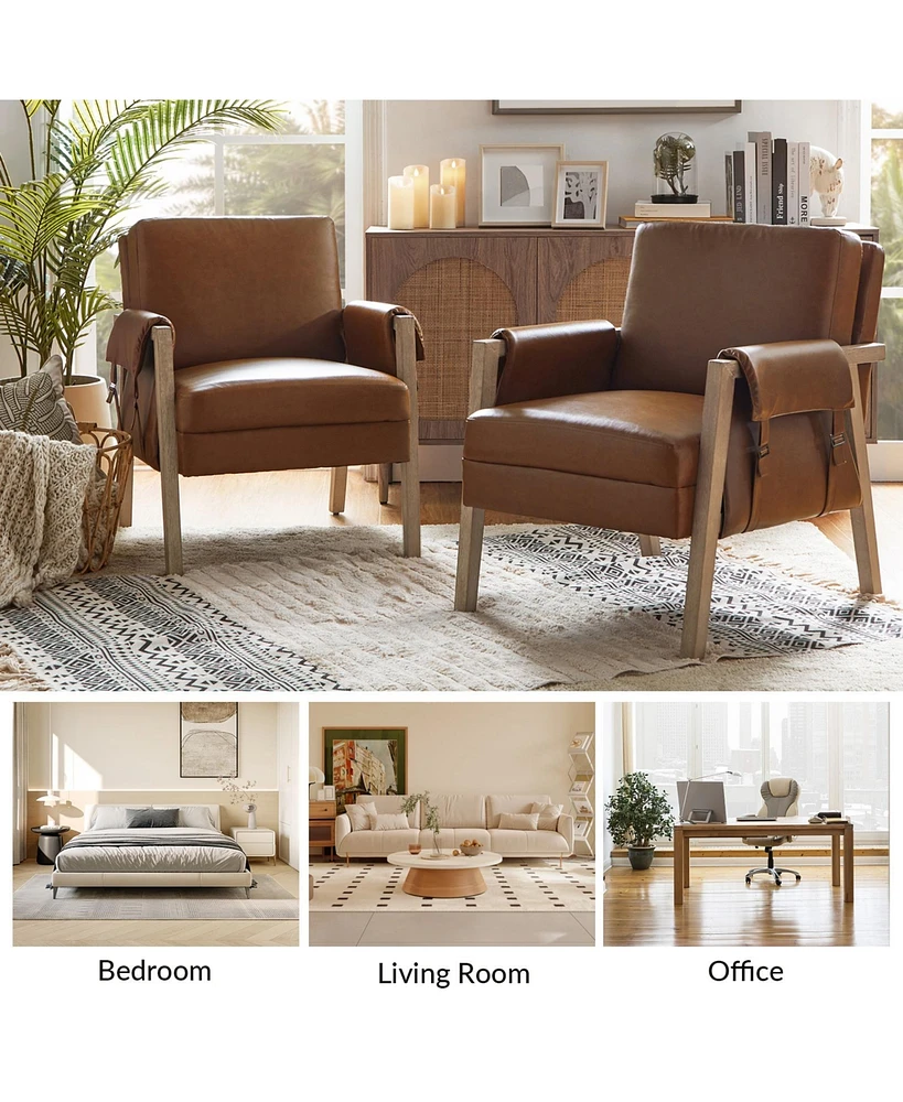 Olivia Farmhouse Armchair with Solid Wood Frame