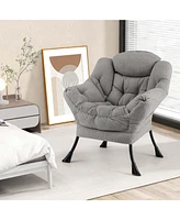 Large Lazy Chair with Cozy Head Pillow Stylish Tufted Back & Seat Armrests
