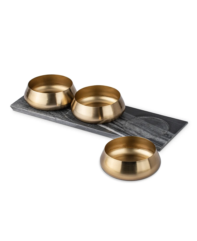 Thirstystone Uptown Condiment Bowls with Marble Board, Set of 3