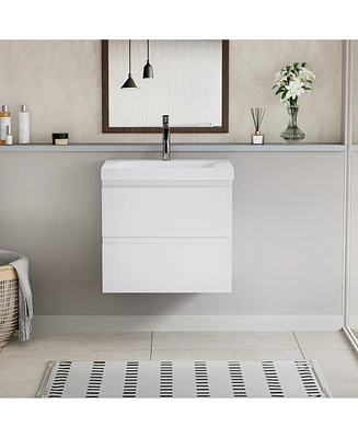 Modern 24" Floating Bathroom Vanity with Resin Sink