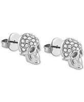 Philipp Plein Enigma Crystal Skull Stud Earrings in Stainless Steel