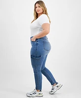 Celebrity Pink Trendy Plus Size High-Rise Skinny Cargo Jeans