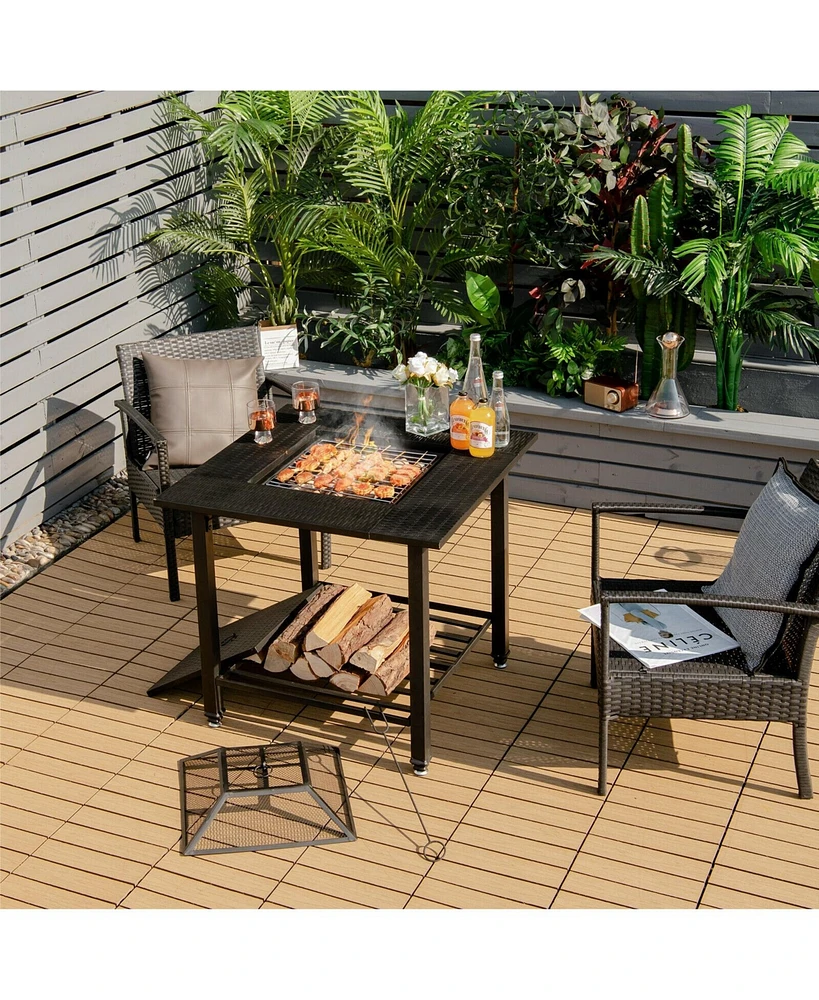 Vebreda 31 Inch Outdoor Fire Pit Dining Table with Cooking Bbq Grate