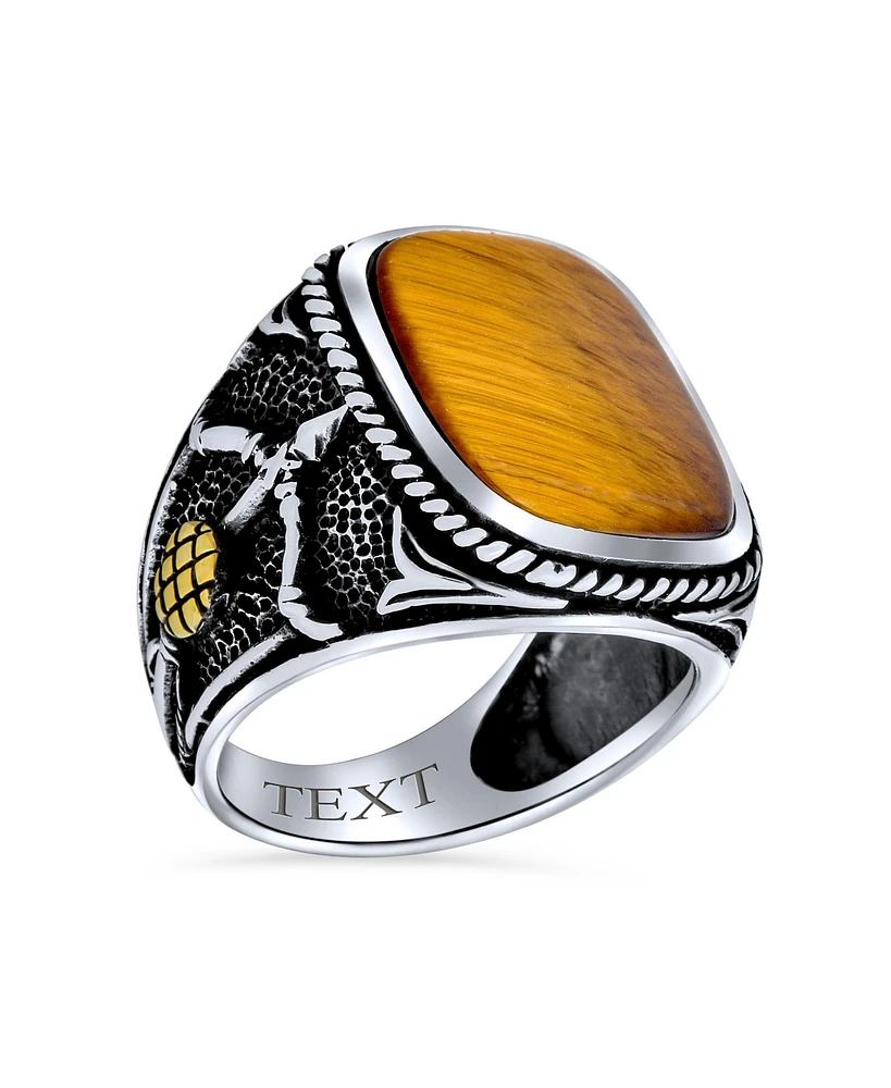 Bling Jewelry Natural Brown Tiger Eye Archery Bow Arrow Ring Sterling Silver