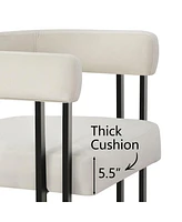 Set of 3 Modern Velvet Counter Stools,Armrest Bar Stools for Kitchen with Legs Design-Maison Boucle