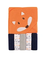 Luvable Friends Boys Bath Time Set Hooded Towel & Five Complementary Washcloths