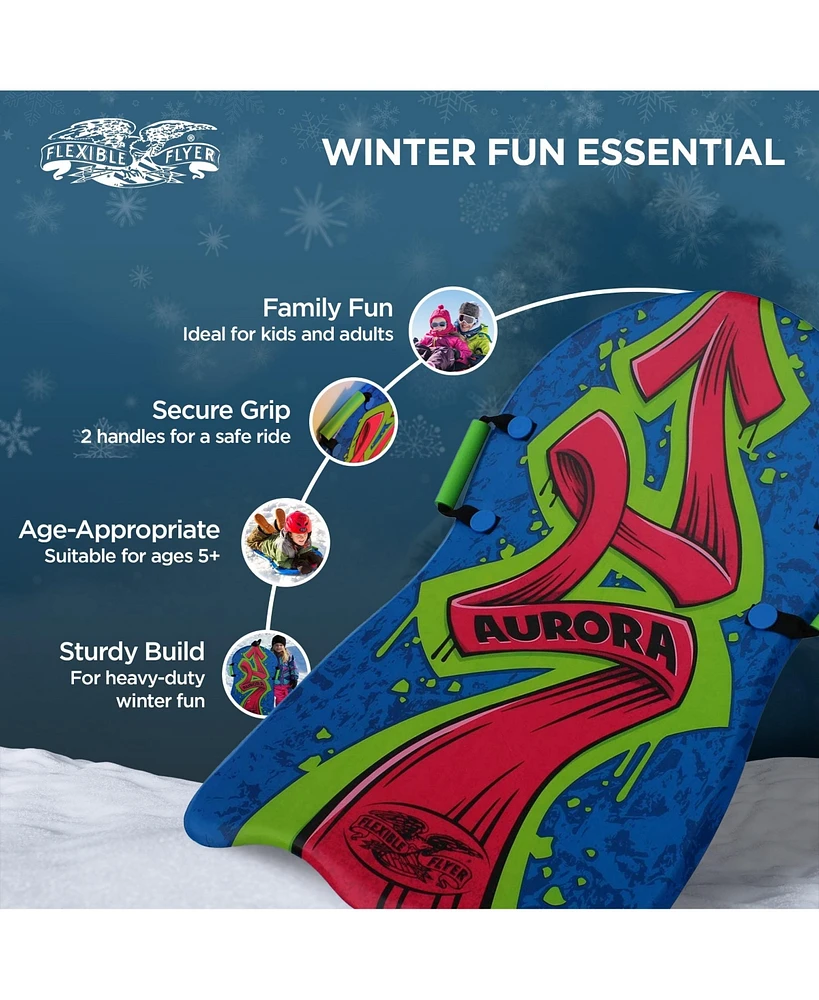 Flexible Flyer Aurora 36 Inch 1 Person Foam Slider Snow Sled for Kids and Adults