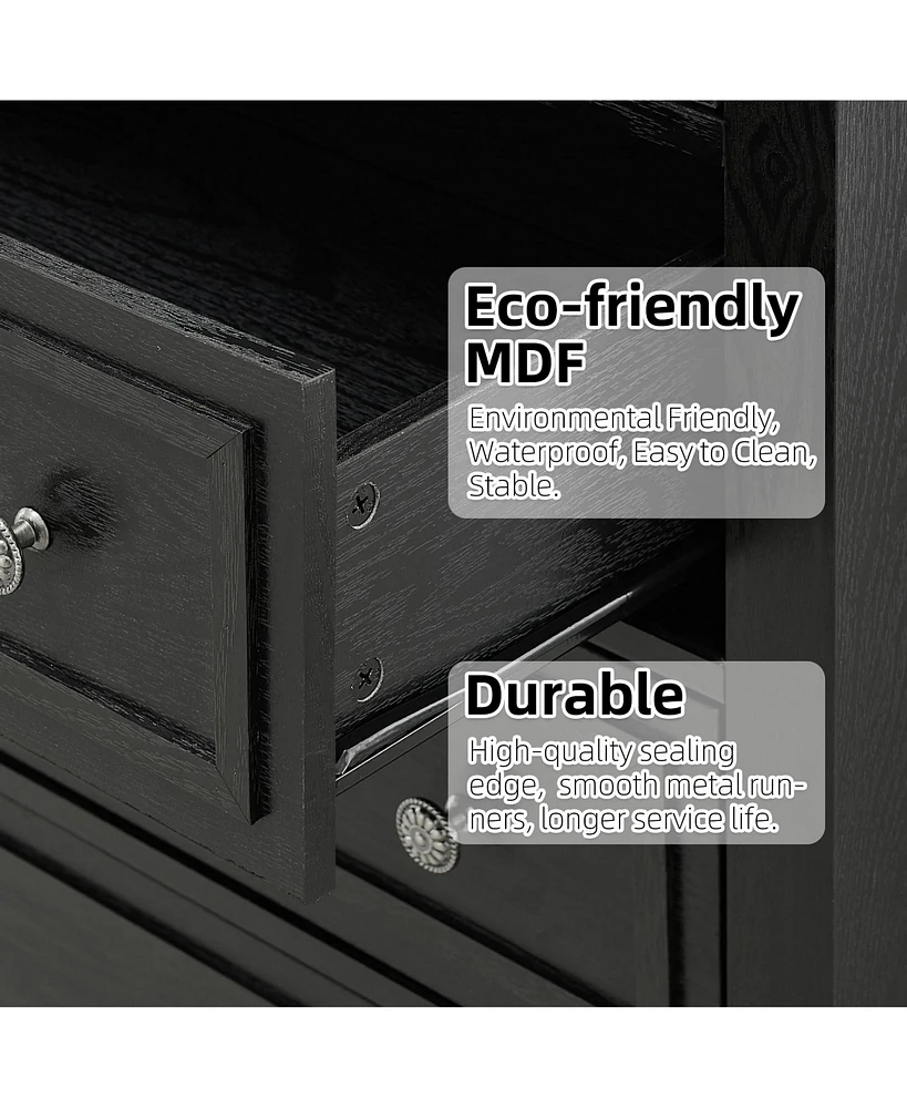 5 Drawers Dresser for Bedroom, White Dresser with Wide Drawers, Wood Chest of Drawers, Tall Dresser for Bedroom