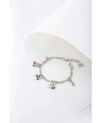 Iris Colored Cubic Zirconia and Freshwater Pearl Charms Bracelet