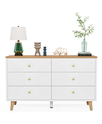 Tribesigns 6 Drawer Dresser, 47" Modern Wood Storage Organizer Chest of Drawers