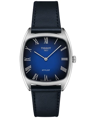 Tissot Women's Swiss Stylist Blue Leather Strap Watch 32mm