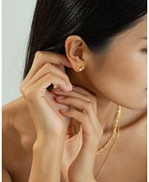 Sterling Silver 18k Gold Plated Dawn Pearl Stud Earrings – Dainty Summer Earrings, Lightweight, Vacation Style, Warm Weather Look