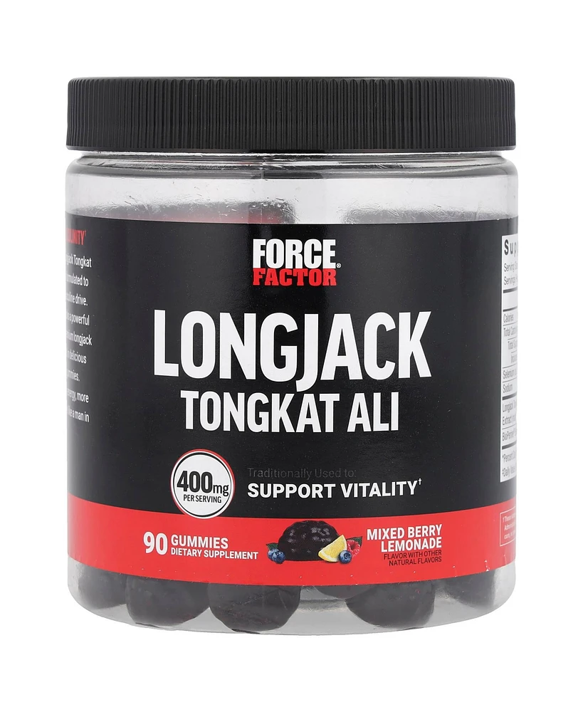 Force Factor Longjack Tongkat Ali Gummies Mixed Berry Lemonade