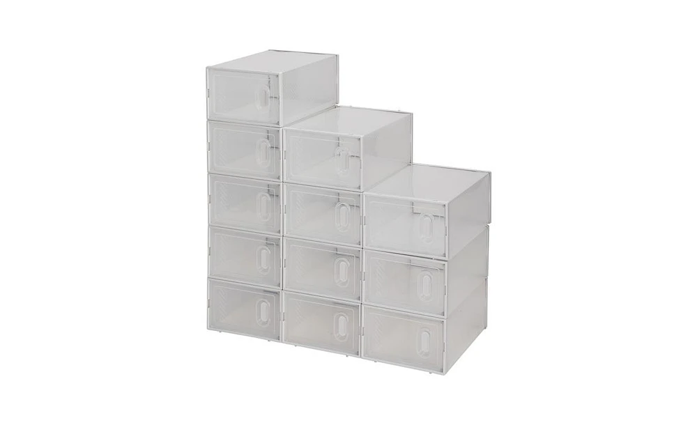 12 Clear Stackable Shoe Boxes – Plastic Shoe Organizer Set for Closet, Entryway & Sneaker Display