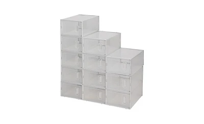 12 Clear Stackable Shoe Boxes – Plastic Shoe Organizer Set for Closet, Entryway & Sneaker Display
