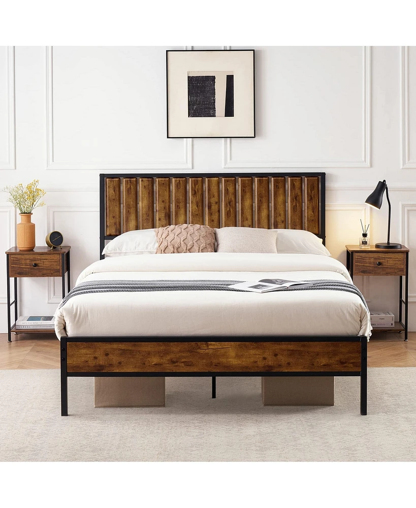 gaomon Queen Bed Frame with Wood Headboard