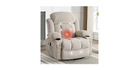 Swinging Recliner Massage Heated Sofa with Usb and 2 Cup Holders