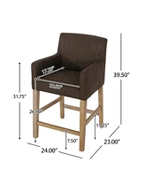 26-Inch Upholstered Counter Height Bar Stool with Wood Legs, Accent Chair for Kitchen or Living Room (1PK)-The Pop Home
