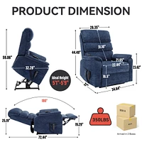 Chenille Dual Motor Infinite Position Up to 350 Lbs Power Lift Recliner Chair with Power-Remote
