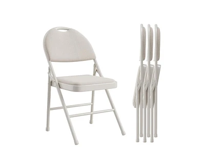 gaomon 4 Pack Folding Chair, Portable Metal Frame Padded Folding Chairs, Foldable Chairs with Linen Cushion and Back for Events Office Wedding Party,