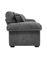 84" Chenille Recliner Sofa Small Sofa Loveseat Deep Seat Sofa Couch with 2 Throw Pillows & Memory Foam for Living Room Apartment Office Lounge-Gr