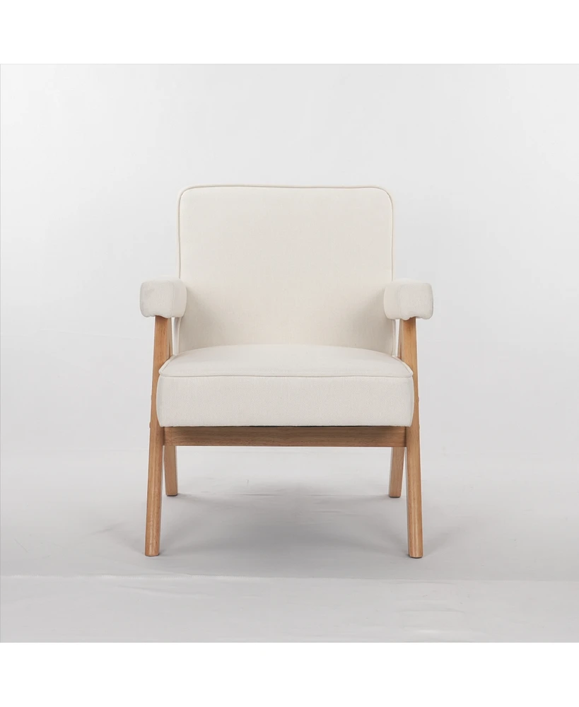 wooden leg leisure chair with handrails, cushions.uitable for living room, bedroom, study and other occasions