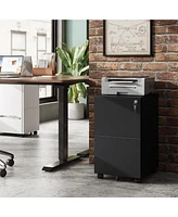 2-Drawer Mobile File Cabinet with Lock, Commercial Vertical Cabinet