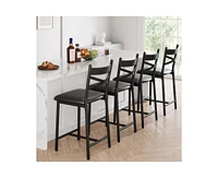 Bar Stools, Bar Chairs Set of 2, Modern Counter Bar Stools with Back & Footrest, Upholstered Island Chairs