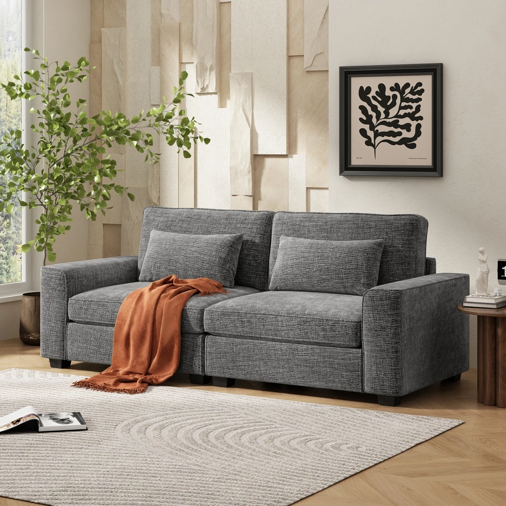 79.5" Modern Fabric Sofa with Plush Cushions, Sleek Arm Design, and Sturdy Solid Wood Frame – Comfortable Seating for Living Room