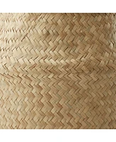 Casafield Seagrass Belly Basket with Handles - Small, Natural Woven Storage Bin Planter for Home Decor, Indoor Plant Pot Cover