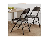 Dining Chairs Set of 4, Foldable Dining Chairs with Metal Frame Hold Up to 350 Pounds, Portable Kitchen Chair Suitable for Dining Room