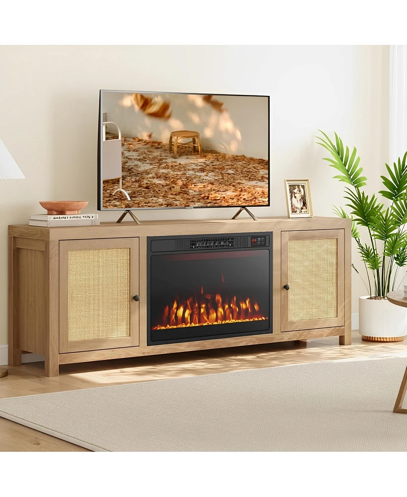 Skonyon 23 Inches 750W/1500W Electric Fireplace Heater with Alter Flame Color and Brightness