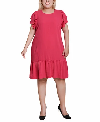 Ny Collection Plus Double Layer Flutter Sleeve Dress