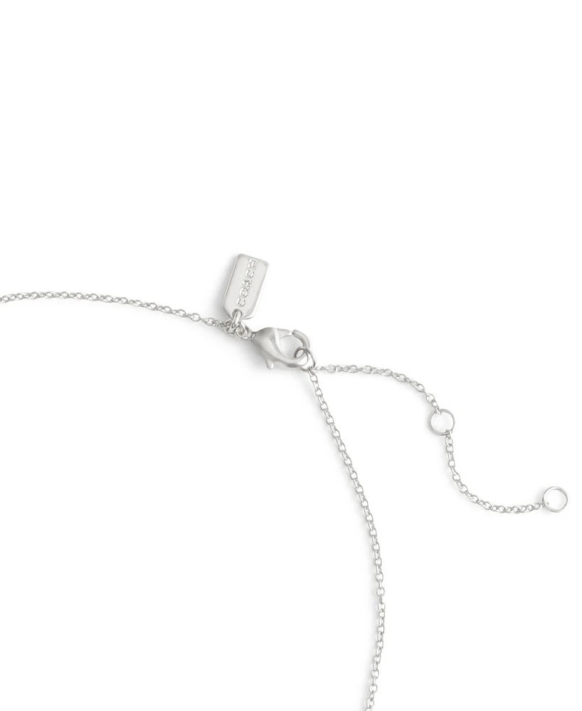 Coach Cubic Zirconia Signature Quilted Heart Pendant Necklace