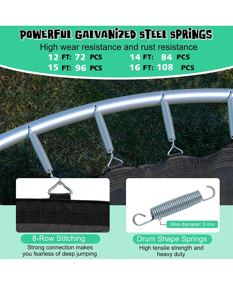 Gymax 12FT Recreational Trampoline w/ Inner Enclosure Net Basketball Hoop Ladder