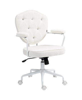 Homcom Cute Office Chair, Velvet-Feel Fabric Vanity